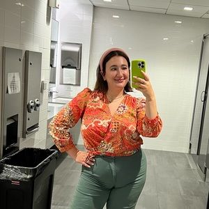 J. Crew Mixed Print Wrap Top